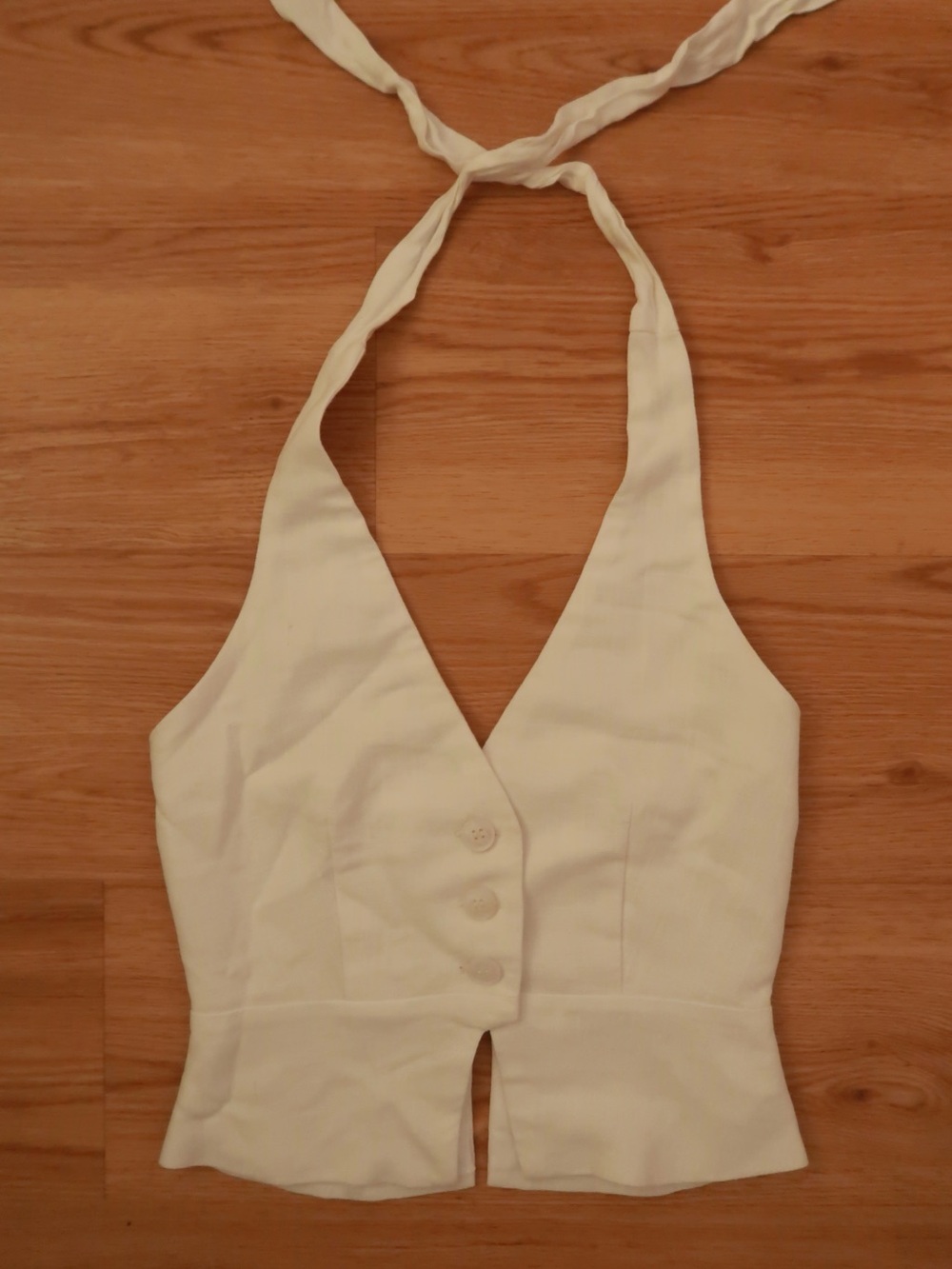 White Halter Button-Front Women's Top (Perfect for 4th of July)
